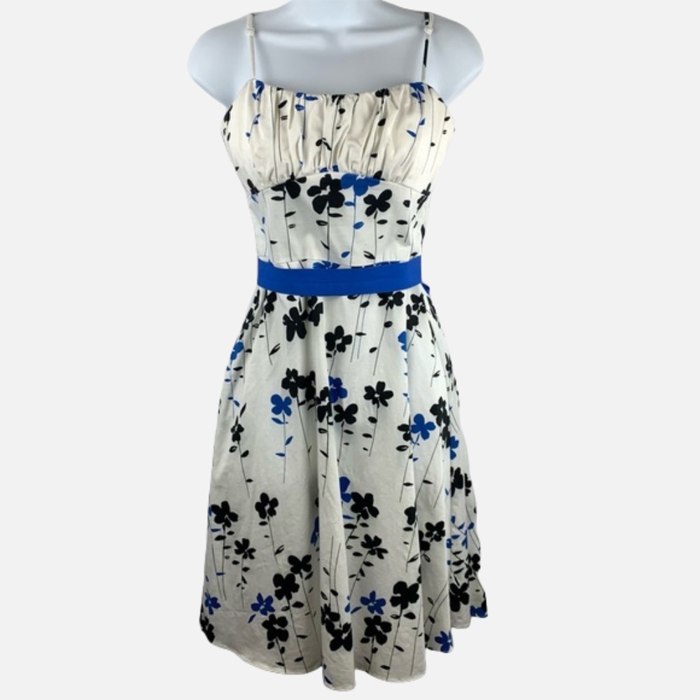 3/$25 A.P.N.Y. White Sundress Blue Black Floral Print Spaghetti Strap